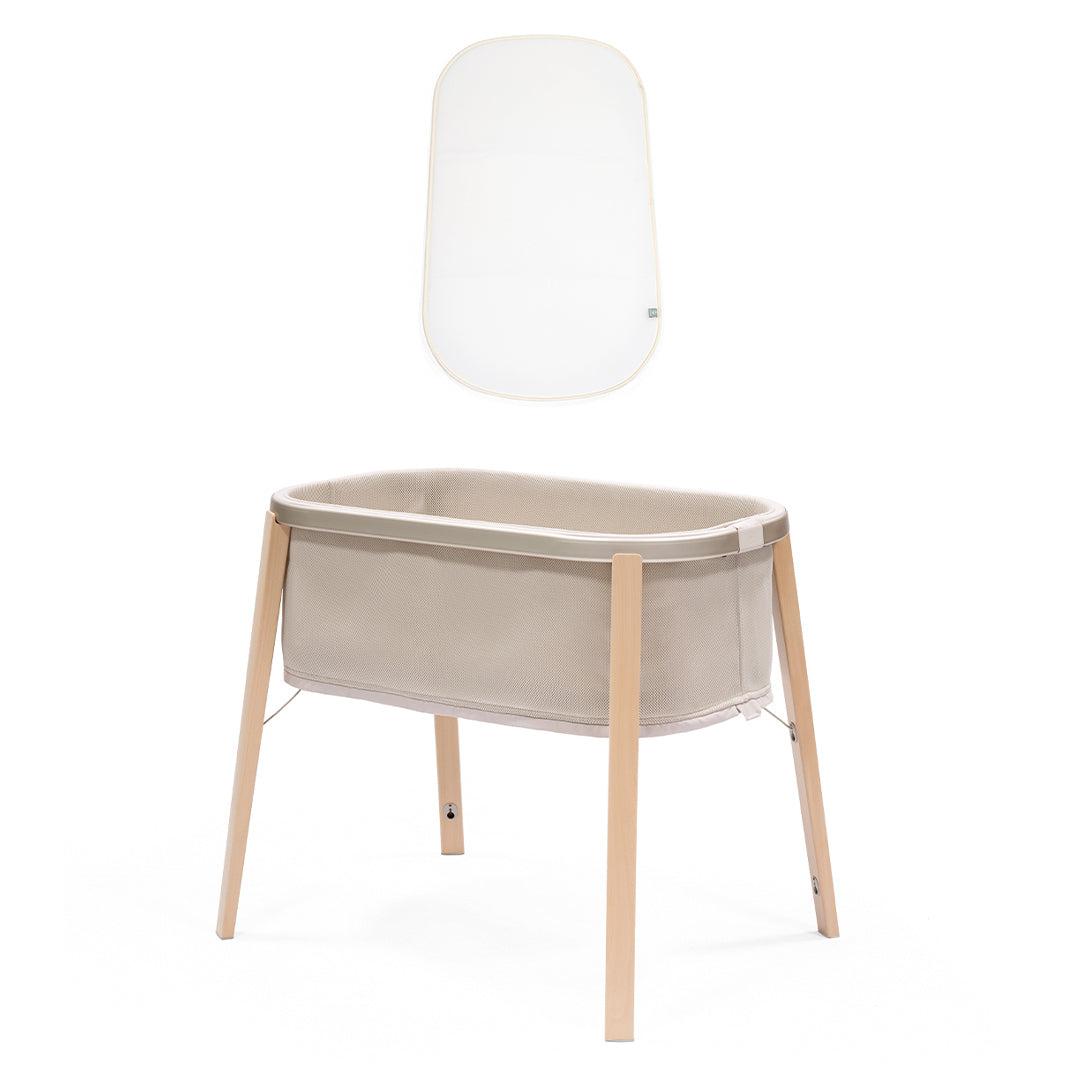 Stokke Snoozi Bassinet - Sandy Beige-Bedside Cribs-Sandy Beige-With Protection Sheet | Natural Baby Shower