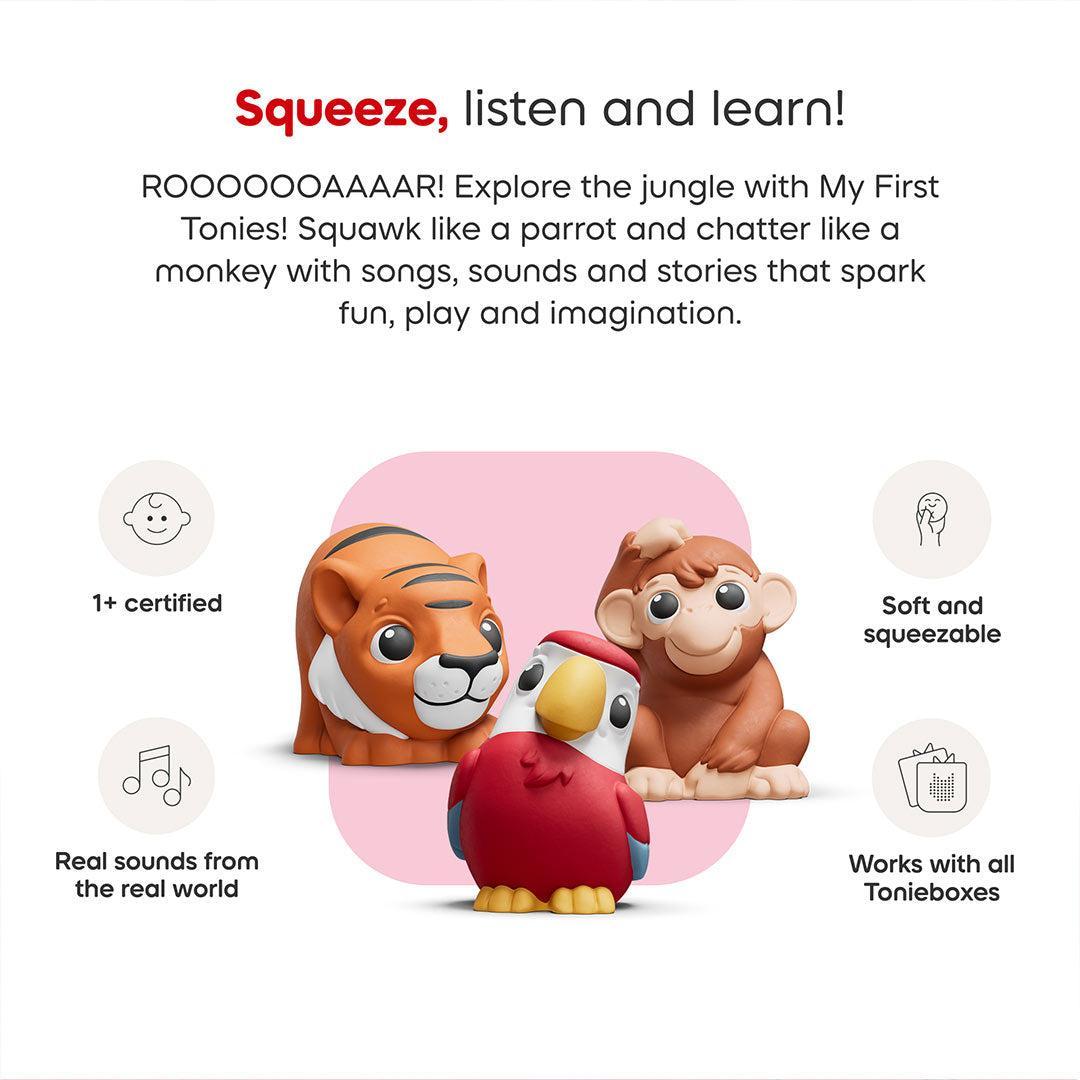 My First Tonies Jungle Set - Monkey, Tiger, Parrot-Audio Player Cards + Characters- | Natural Baby Shower