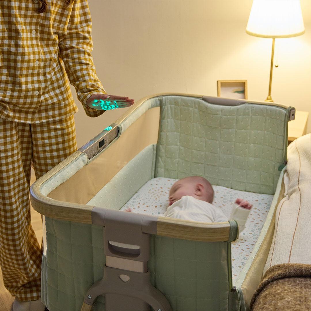 Tutti Bambini Cozee Sense Bedside Crib - Drifted Oak / Eucalyptus-Cribs-Drifted Oak / Eucalyptus- | Natural Baby Shower