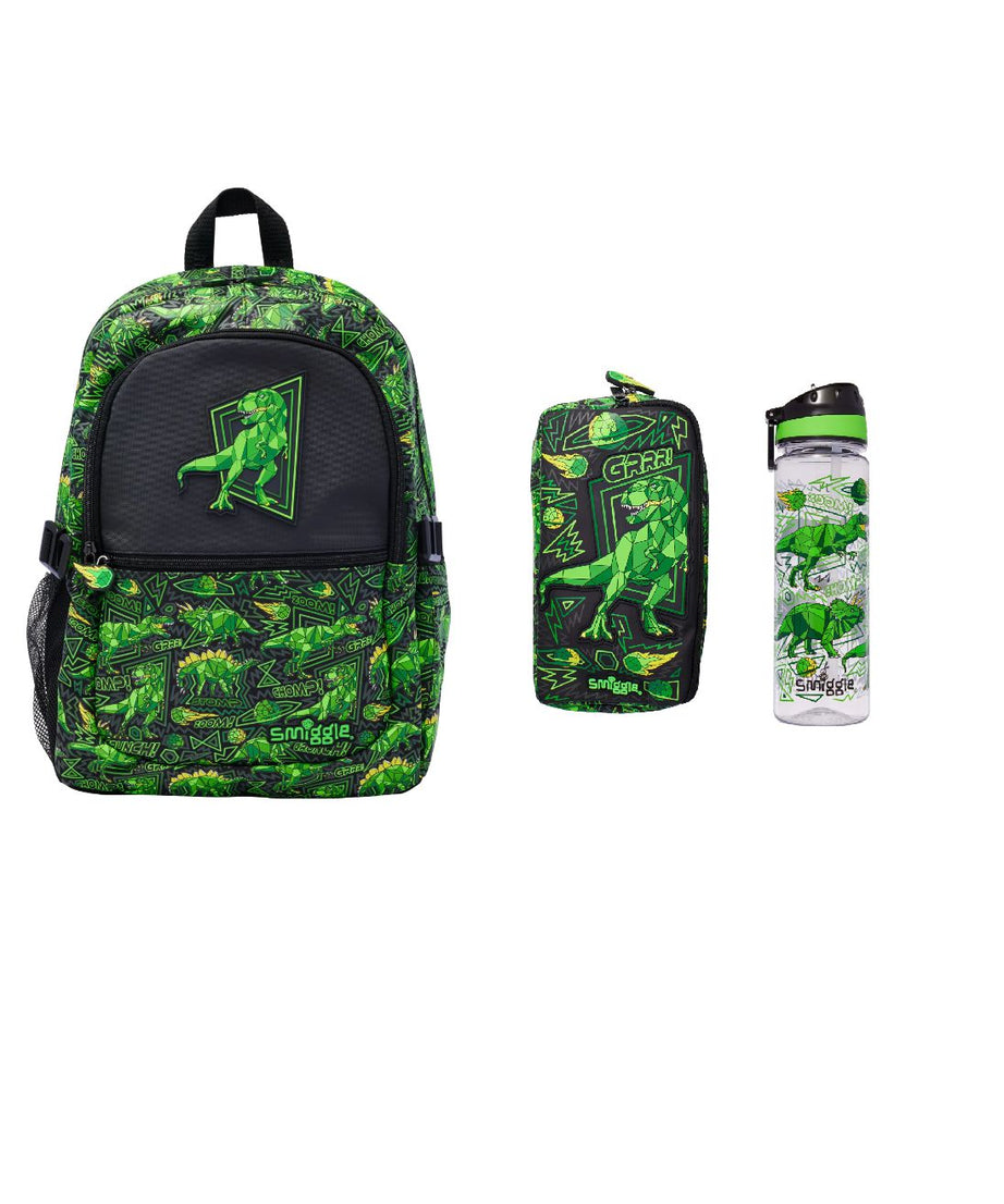 Smiggle - Wild Side 3lü Okul Çanta Seti-Dinossi
